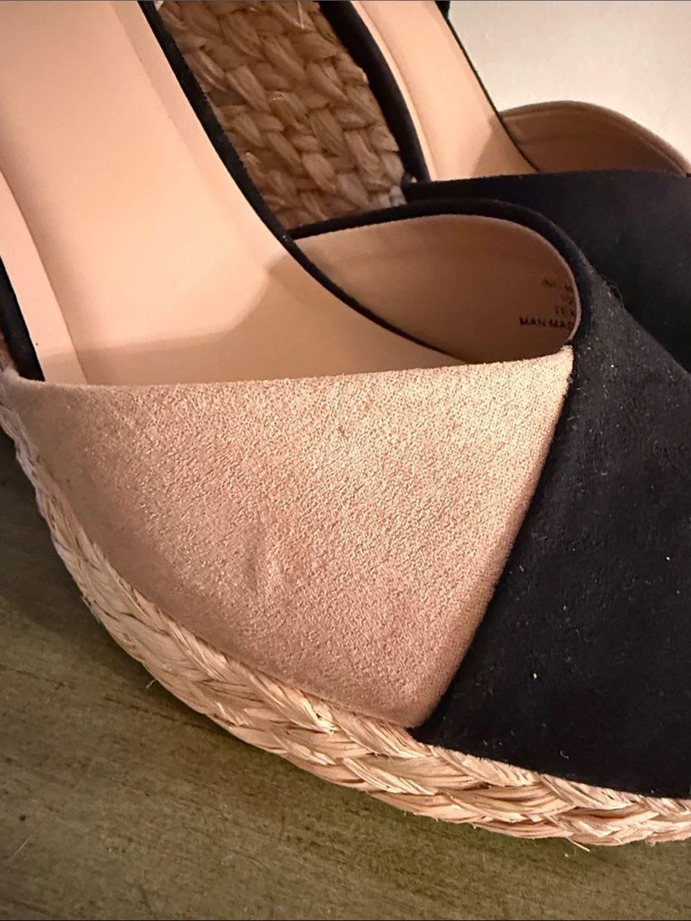 Women’s Black and Tan Espadrille Wedge Sandals